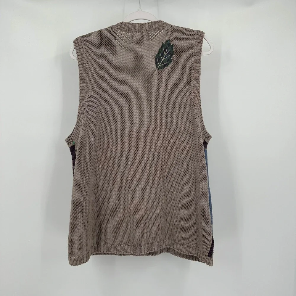 Womens Vintage Cottagecore Sweater Vest Size XL Grandma Woodland Whimsical 90s
